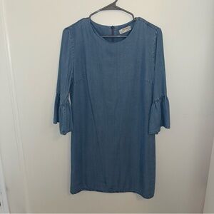 Zara Long Sleeve Blue Denim Dress